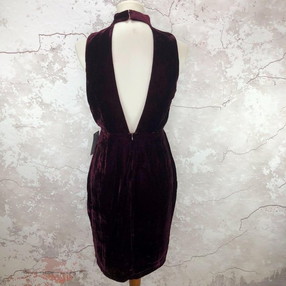 Adelyn Rae Velvet Choker Wine Sheath Dress S NWT - Picture 6 of 10